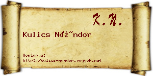 Kulics Nándor névjegykártya